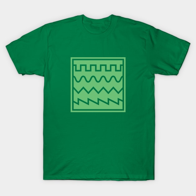 Synthesizer Waveforms Green T-Shirt by Atomic Malibu